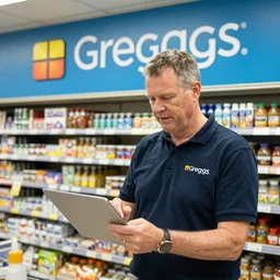 Steve Bruce working at Greggs