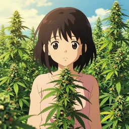 cannabis people advocate for freedom to grow in their own backyard, pop colorful whimsical anime fantasy, by chiho aoshima