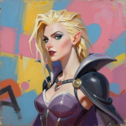 greg manchess portrait painting of camilla vampiress queen of styria as overwatch character, pale blonde hair, medium shot, asymmetrical, profile picture, organic painting, sunny day, matte painting, bold shapes, hard edges, street art, trending on artstation, by huang guangjian, gil elvgren, dan dos santos, greg rutkowski, gaston bussiere