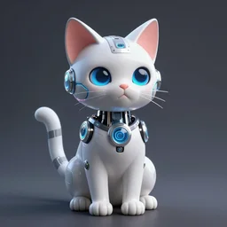 a cybernetically enhanced cat, digital art, 3 d, render, blender