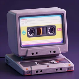 Realistic image of a retro cassettepunk 1980s computer deviantart artstation 4k digital art detailed 3d realistic