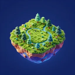 isometric half sphere island on neon background, isometric invironment, 3d art, isometric art, high detail, artstation, concept art, behance, ray tracing, smooth, sharp focus, ethereal lighting