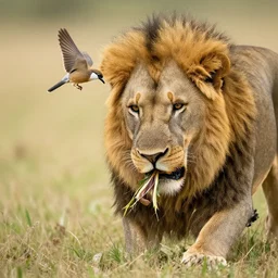 bird eating a lion very real