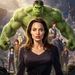 highly detailed portrait of angelina jolie as she - hulk, stephen bliss, unreal engine, fantasy art by greg rutkowski, loish, rhads, ferdinand knab, makoto shinkai and lois van baarle, ilya kuvshinov, rossdraws, tom bagshaw, global illumination, radiant light, detailed and intricate environment