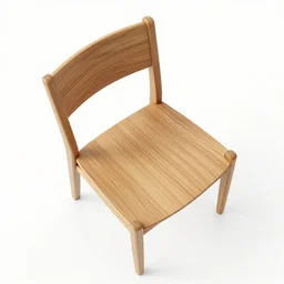 a top down view of a wood chair on a white background, unreal engine 3 d rendering