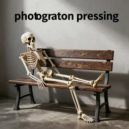 “photograph of a skeleton bench pressing”