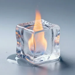photo of an ice cube on fire
