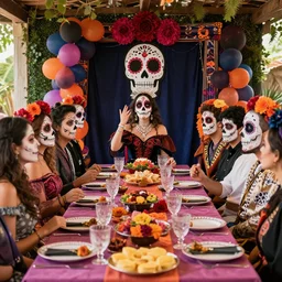 a photo of a day of the death birthday party celebration, photo realistic, hyper realistic, detailed, instagram, influencer,