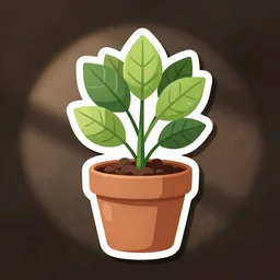 cute plant in a pot sticker