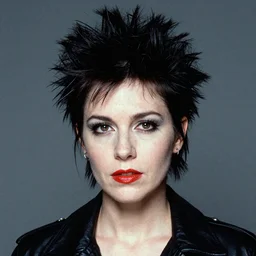close up professional portrait photograph of a 80s punk woman, kodak portra 400 film, 2 point studio lighting