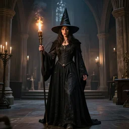 medieval witch in grand hall, trending on artstation