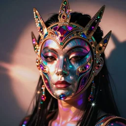 a beautiful cyborg made of 90s uk rave culture ceremonial maske