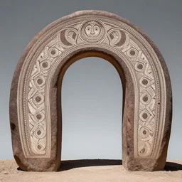 a a spiritual selknam stone arch, engraving, by alex horley, aboriginal, symmetrically centered