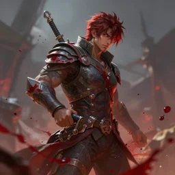 blood splashes, shallow depth of field, highly detailed, digital painting, trending artstation, concept art, illustration, cinematic lighting, vibrant colors, photorealism, epic, octane render