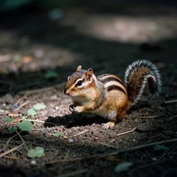 a photo of a pencil chipmunk in its natural habitat, kodak ektachrome e 1 0 0 photography