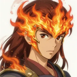 azctec warrior, corinna kopf, detailed perfect face, exquisite details, fire magic, mid view, design on a white background, by studio muti, greg rutkowski makoto shinkai takashi takeuchi studio ghibli