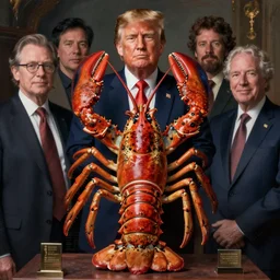 zoological portrait of a human lobster by kuldar leement and ruan jia and brad rigney and micha karcz and brad rigney donald john trump
