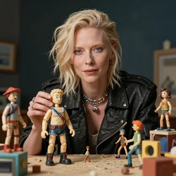tilda swinton at burning man, activity play centre, stop motion vinyl action figure, plastic, toy, peter mohrbacher style
