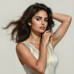 portrait of penelope cruz, futuristic and ethereal, expressive pose, art-deco, highly detailed, digital painting, artstation, concept art, smooth, sharp focus, by Jean Auguste Dominique Ingres