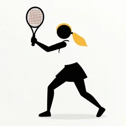 stick figure drawing of blonde woman playing tennis