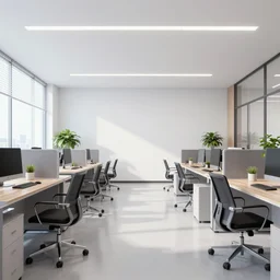 the inside of an office, digital art, highly detailed, realistic, bright colors, 8 k