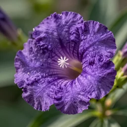 purple horn - of - plenty ( datura metel ) spectacular bloom and fragrance await you. this purple horn - of - plenty not only boasts double trumpets of a unique mottled purple shade but also gives fragrance from spring through fall