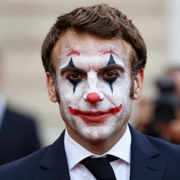 Emmanuel Macron clown makeup