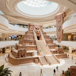 a mall in the style of precolombian mayan cities, art by greg rutkowski and artgerma, stunning concept art, interior design architecture
