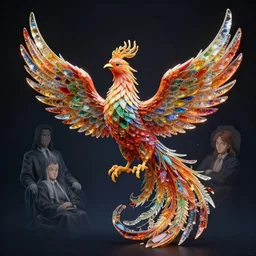 a phoenix made of glass shards, immaculate highly detailed render by yoshitaka amano, johfra bosschart, and thomas kinkade trending on artstation hd