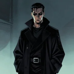 portrait of a cyberpunk noir detective who dabbles in the occult with a cool robe by moebius