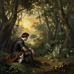 Baccus, golden hour, in a forest, artstation, by J. C. Leyendecker and Peter Paul Rubens,