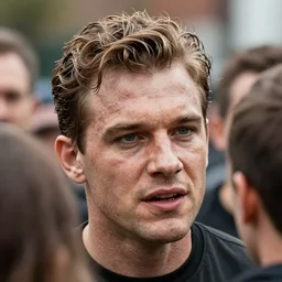 a photograph showing Eddie The Head attacking real people in perfect detail