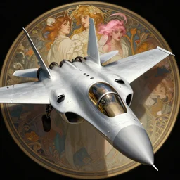 young woman with light pink hair and red eyes piloting a fighter jet, fisheye perspective, sharp focus, volumetric lighting, intricate, elegant, highly detailed, digital painting, artstation, concept art, matte, sharp focus, illustration, art by artgerm and greg rutkowski and alphonse mucha