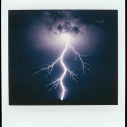 polaroid of a lightning strike expressive beautiful hard edges high contrast brush