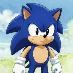 sonic the hedgehog as an anime character, sharp focus, smooth, key anime visual, trending on artstation, very detailed, studio ghibli, watercolor anime background