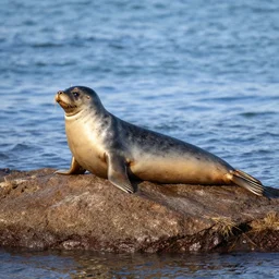 seal sunning on a rock by the ocean