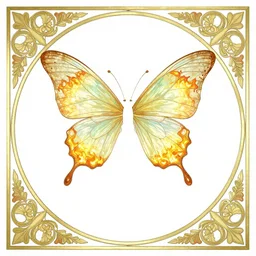 fairy with firefly wings, inspired by brom art, border and embellishments inspired by alphonse mucha