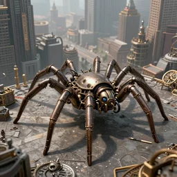 city-sized mechanical spider, steampunk art, trending on artstation