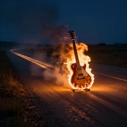 burning guitar travelling at the speed of light