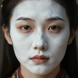 close up portrait of a warrior with a clean carpet painted face, depth of field, intricate, delicate, by Jonas Jensen