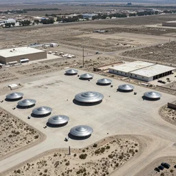 aerial footage of Area 51, ufos parked on the ground