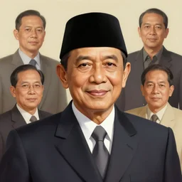photo of president sukarno koesno sosrodihardjo with simple smile paint detailed digital artstation, portrait hd 4 k, y greg rutkowski and gaston bussiere and craig mullins and j. c. leyendecker, hd