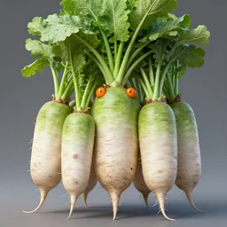 a radish man monster, orange eyes, 4 k, 8 k, super detailed, masterpiece, trending on art station, highly detailed, full hd, in kentaro miura art style