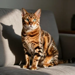 Bengal cat sitting on the couch