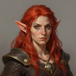 a detailed and portrait of a female dwarf warpriest with red hair, pathfinder portrait, dndart, fantasy portrait, 4 k, hires, art by jack davis and lucian freud and bill ward and artgerm