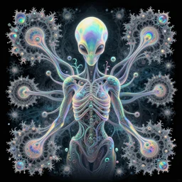 the meaning of alien lifeforce, in an illustration featured on deviant art, iridescent, ecological art, fractals, photo illustration