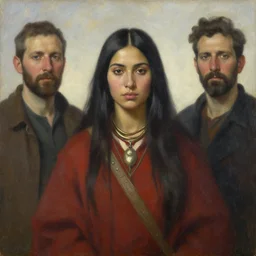 portrait _ a _ female _ shaman _ goddess _ warrior _ oil _ on _ canvas _ by _ jeffrey _ catherine _ jones _ and _ winslow _ homer _ and enki bilal