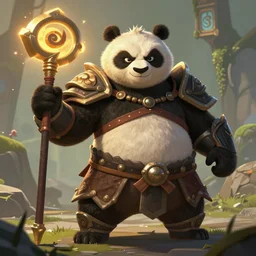 a panda warrior, style of arcane tv series, style of league of legends