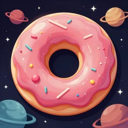donut galaxy, sweet, beautiful colors, vibrant, space, planets, black hole, illustration, trending on deviantart, 4 k