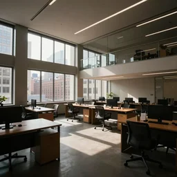 an empty nyc office after everyone has moved out, empty desks